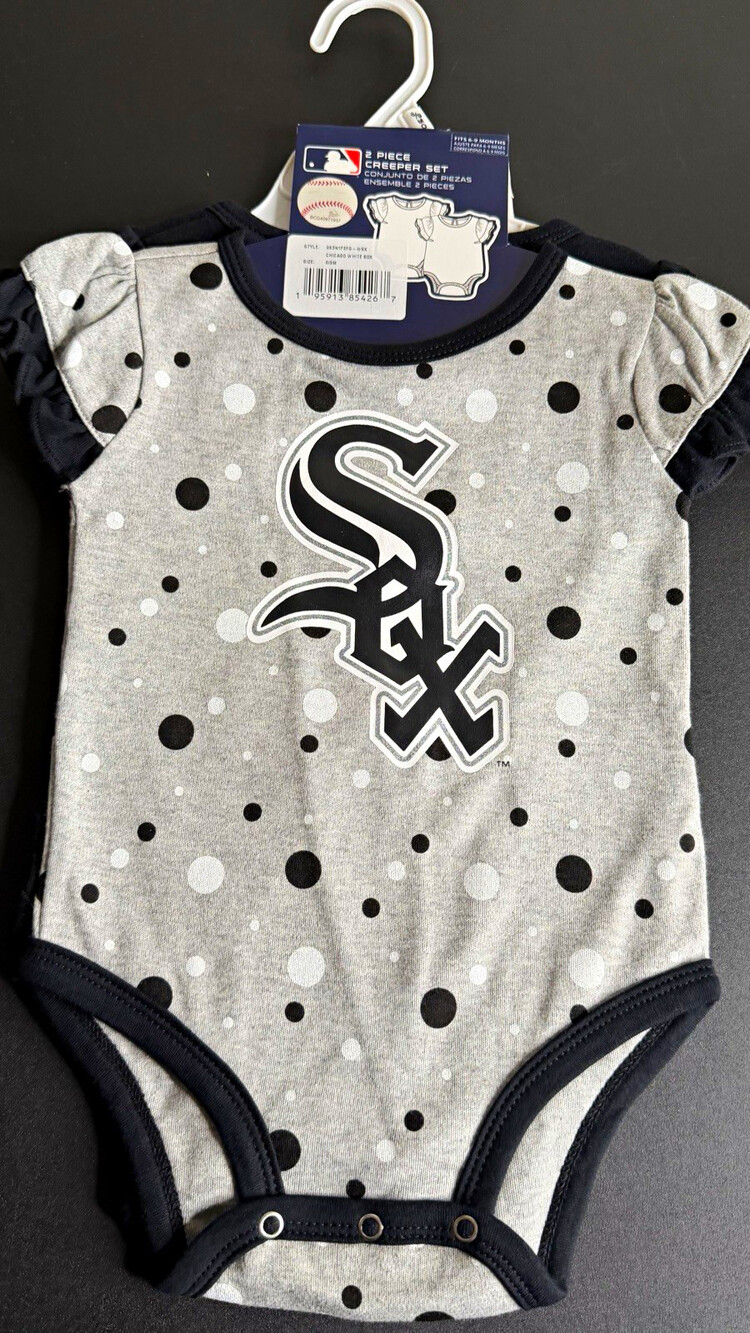 MLB Chicago White Sox 2pc Baby Bodysuit Set 6-9M Short Sleeve Gray